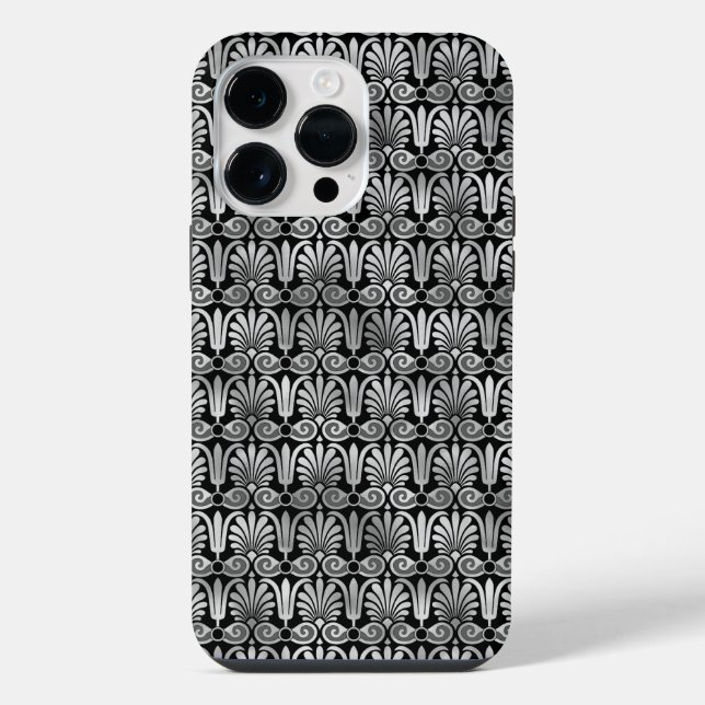 ORNATE BLACK & SILVER PATTERNS iPhone CASE (Back)