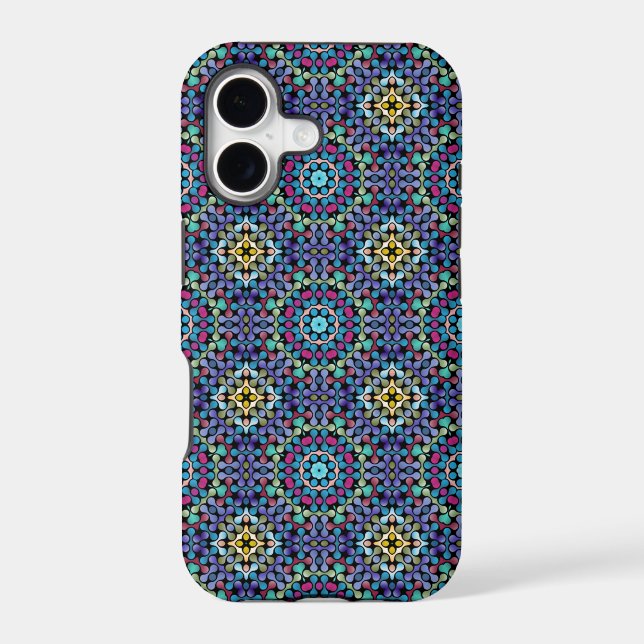 Ornate Blue Geometric Mosaic Style Pattern (Back)