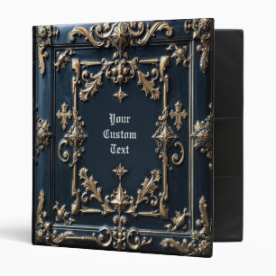 Ornate Blue Leather Custom 3 Ring Binder