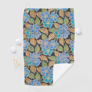 Ornate Blue Periwinkle Floral Classic Art Nouveau Golf Towel