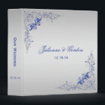 Ornate Blue Silver Floral Swirls Photo Album Binder<br><div class="desc">Ornate Blue and Silver Floral Swirls on a Silver Background. Personalize with your own information. There is room for a quote or other text on the back. If you don't want it, just delete. If you need to move the text, or change the font, size, or colour of the text,...</div>