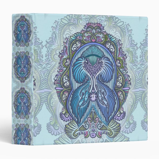 Ornate Blue & Teal Mandala Design Binder (Front/Spine)