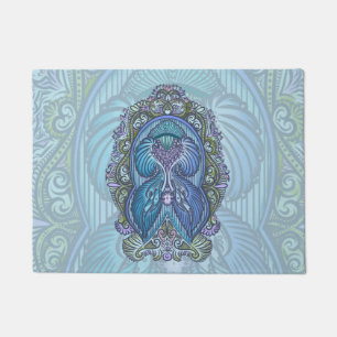 Ornate Blue & Teal Mandala Design Doormat