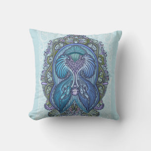 Ornate Blue & Teal Mandala Design Throw Pillow