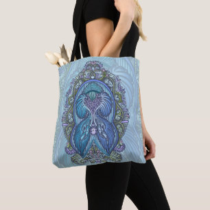 Ornate Blue & Teal Mandala Design Tote Bag