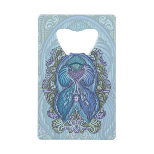 Ornate Blue & Teal Mandala Design Wallet Bottle Opener