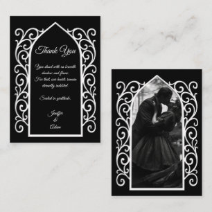 Ornate border black and white Gothic wedding Card