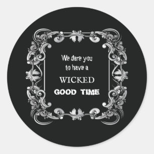 Ornate Border Black Halloween Classic Round Sticker