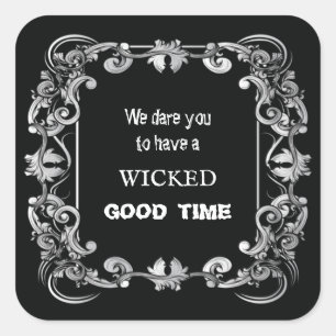 Ornate Border Black Halloween Square Sticker