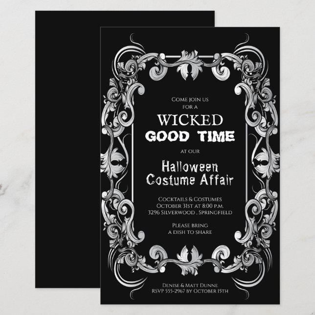 Ornate Border Budget Halloween Invitations (Front/Back)