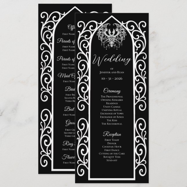 Ornate border Gothic Wedding Program (Front/Back)