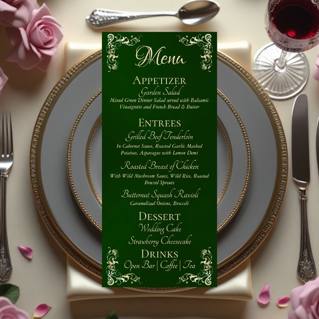 Ornate Border & Heart Monogram - Emerald Menu (Creator Uploaded)