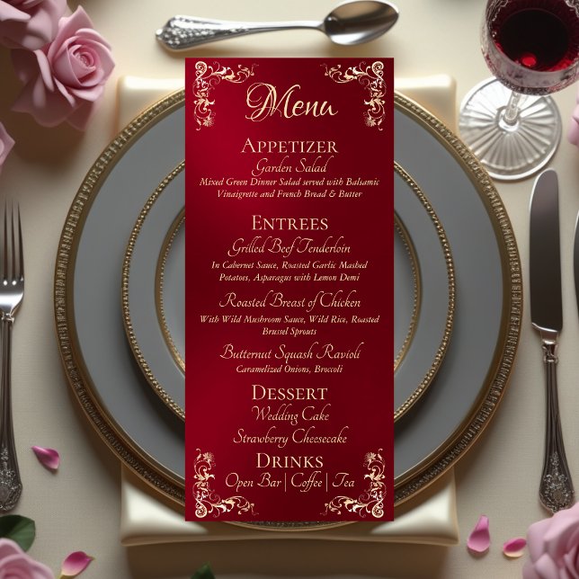 Ornate Border & Heart Monogram - Red Menu (Creator Uploaded)