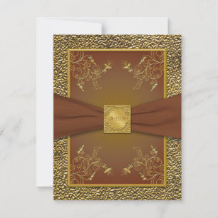 Ornate Brown and Gold RSVP Card