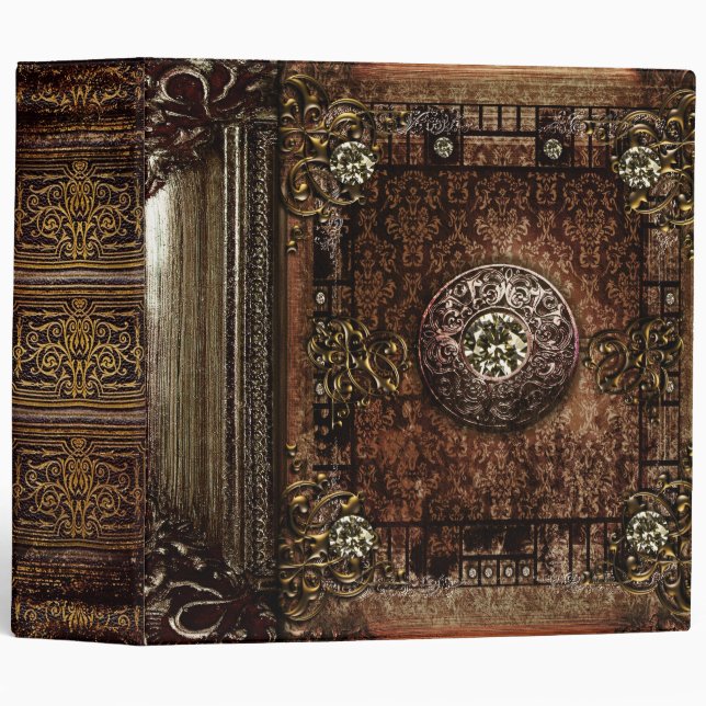 Ornate Brown Faux Leather Medieval Ancient Tome Binder (Front/Spine)