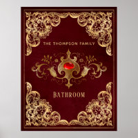 Ornate Burgundy and Gold Vintage Ruby Gemstone