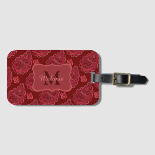 Ornate Burgundy Paisley Pattern Luggage Tag