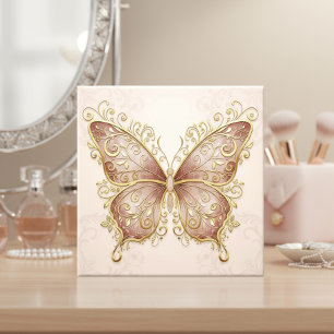 Ornate Butterfly Pat#5 Rose Gold ID1222 Tile