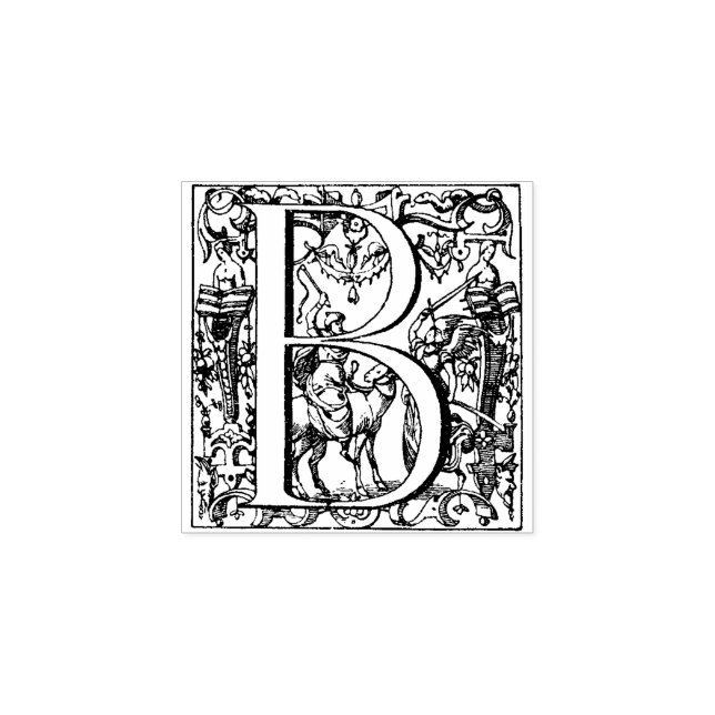 Ornate capital B, Renaissance, 17th century Rubber Stamp (Imprint)