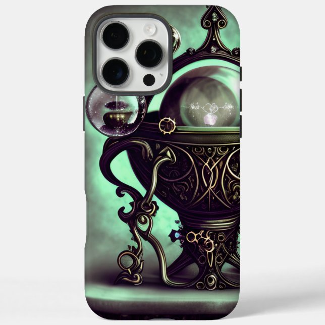 Ornate Cauldron with Green Crystal Ball and Orbs Case-Mate iPhone Case (Back)