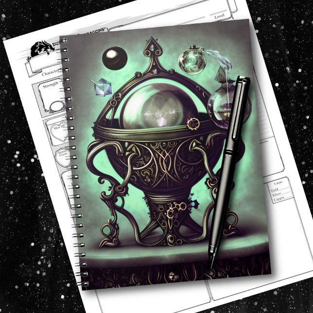 Ornate Cauldron with Green Crystal Ball and Orbs Notebook (Creator Uploaded)