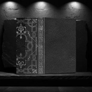 Ornate Celtic   Modern Black and Silver Emblem Binder