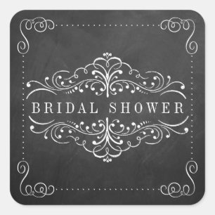 Ornate Chalkboard Bridal Shower Stickers