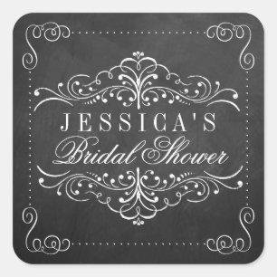 Ornate Chalkboard Bridal Shower Stickers