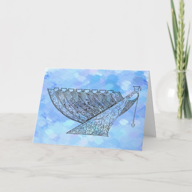 Ornate Chanukah Menorah Customizable Greeting Card (Front)