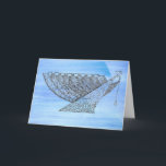 Ornate Chanukah Menorah Customizable Greeting Card<br><div class="desc">I drew a highly ornamented Chanukah menorah using pen and ink and then set it against a watercolor blue background using digital manipulation. This menorah features an elegant flow of a woman's robe - if you choose to see it that way.</div>