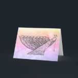 Ornate Chanukah Menorah Rainbow, Customizable   Card<br><div class="desc">I drew a highly ornamented Chanukah menorah using pen and ink and then set it against a digitally enhanced watercolor blue background that I colorshifted to reveal a rainbow of colours. This menorah features an elegant flow of a woman's robe - if you choose to see it that way. For...</div>