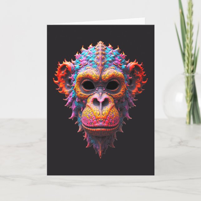 Ornate Chimp Mask Card (Front)