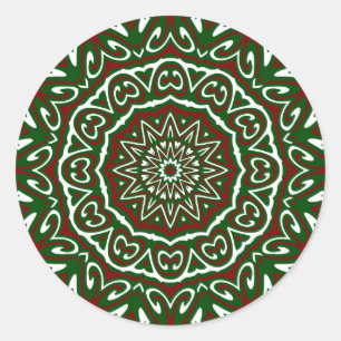 Ornate Christmas Pattern 3 Classic Round Sticker