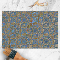 Ornate Classic Blue and Gold Damask Pattern