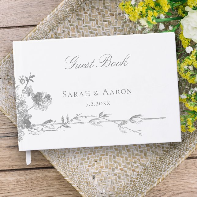 Ornate Classic French Rose Border Wedding Guest Book (Creator Uploaded)