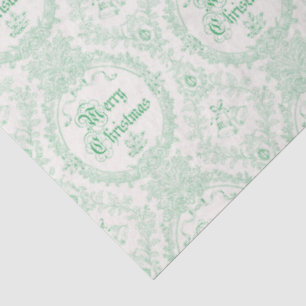 Ornate Classic Vintage Merry Christmas Green Toile Tissue Paper