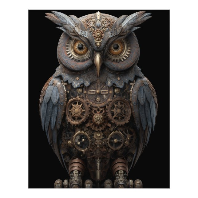 Ornate Clockwork Owl Photo Print (Front)