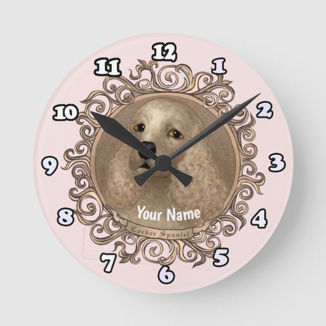 Ornate Cocker Spaniel clock (Front)