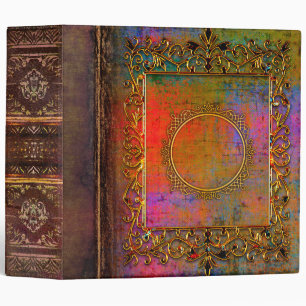 Ornate Colour Scuffed Faux Brown Leather Binder