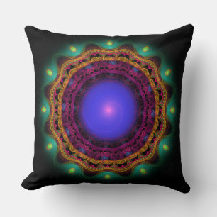 Ornate colourful bright mandala throw pillow
