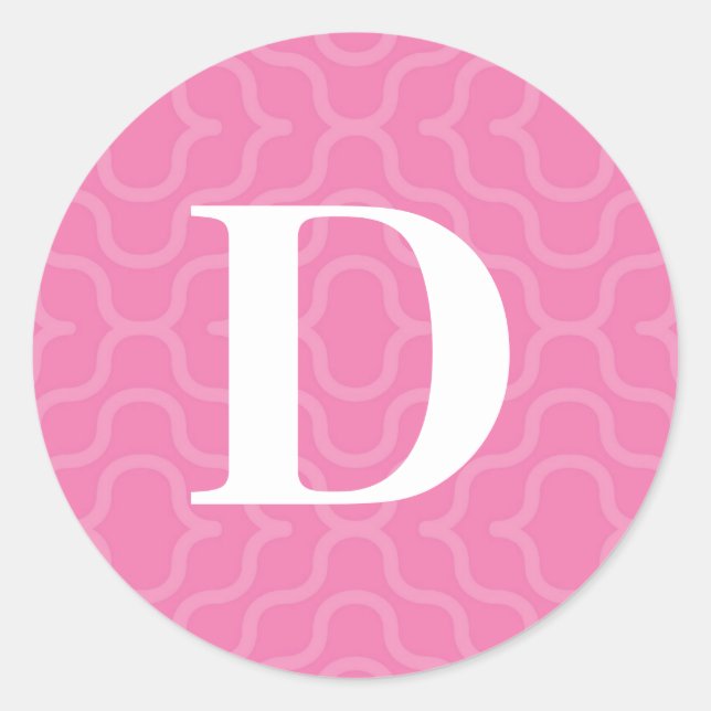 Ornate Contemporary Monogram - Letter D Classic Round Sticker (Front)
