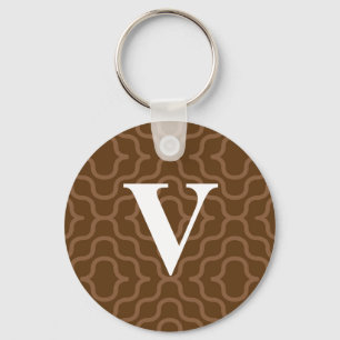 Ornate Contemporary Monogram - Letter V Keychain