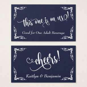 Ornate Corners w Script Drink Tickets, Dark Blue
