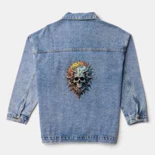 Ornate Cosmic Skull Gothic Baroque Mandala  Denim Jacket