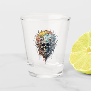 Ornate Cosmic Skull Gothic Baroque Mandala  Shot Glass