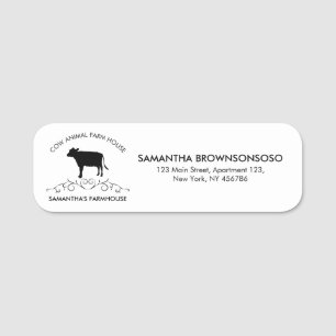 Ornate Cow Silhouette Country Farm Brand Design Name Tag