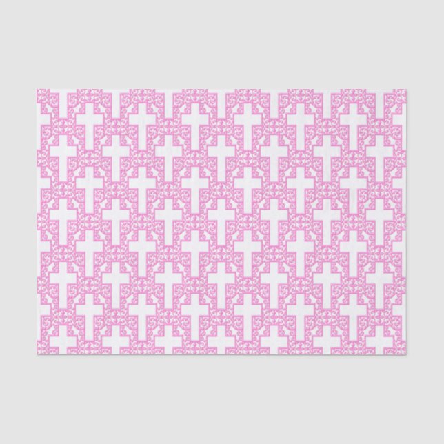 Ornate Cross 06 Pink-TISSUE WRAPPING PAPER (Front)