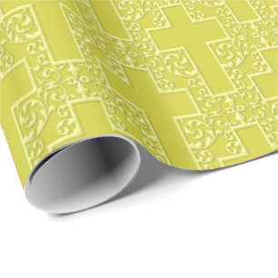 Ornate Cross-12-Yellow Wrapping Paper