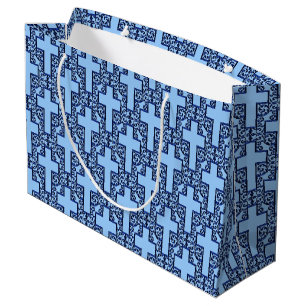 Ornate Cross-18-Blue-GIFT BAG L