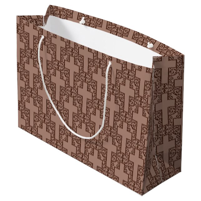 Ornate Cross-20-Brown-GIFT BAG L (Back Angled)